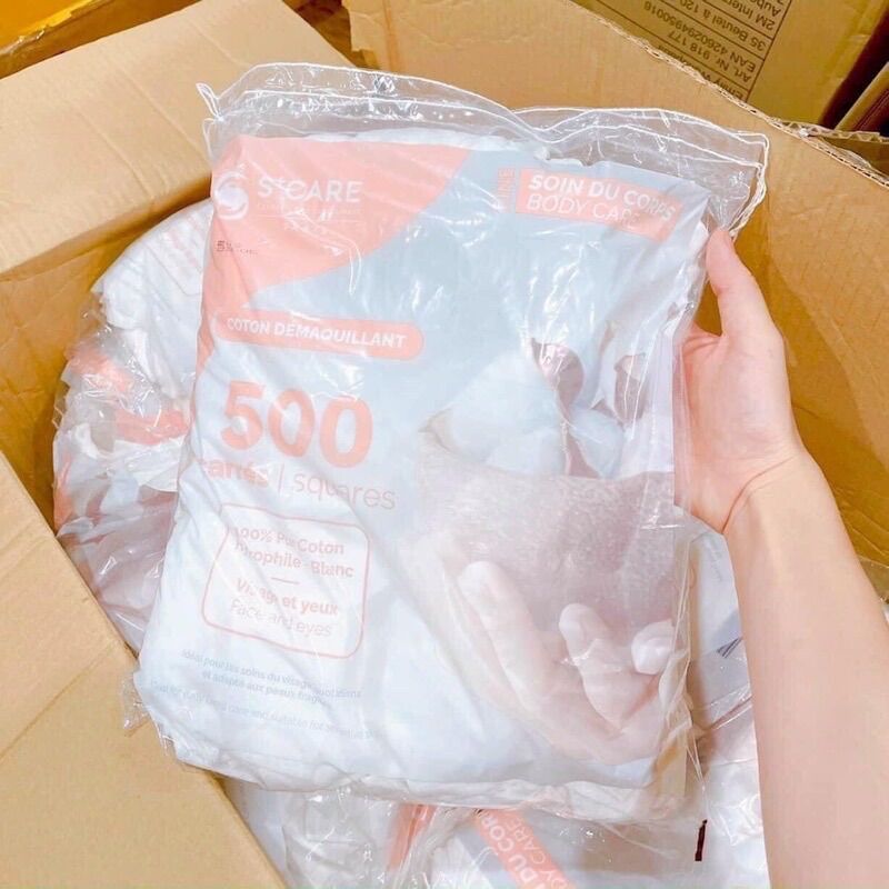 Bông tẩy trang Pháp 500 miếng siêu dai , siêu dày