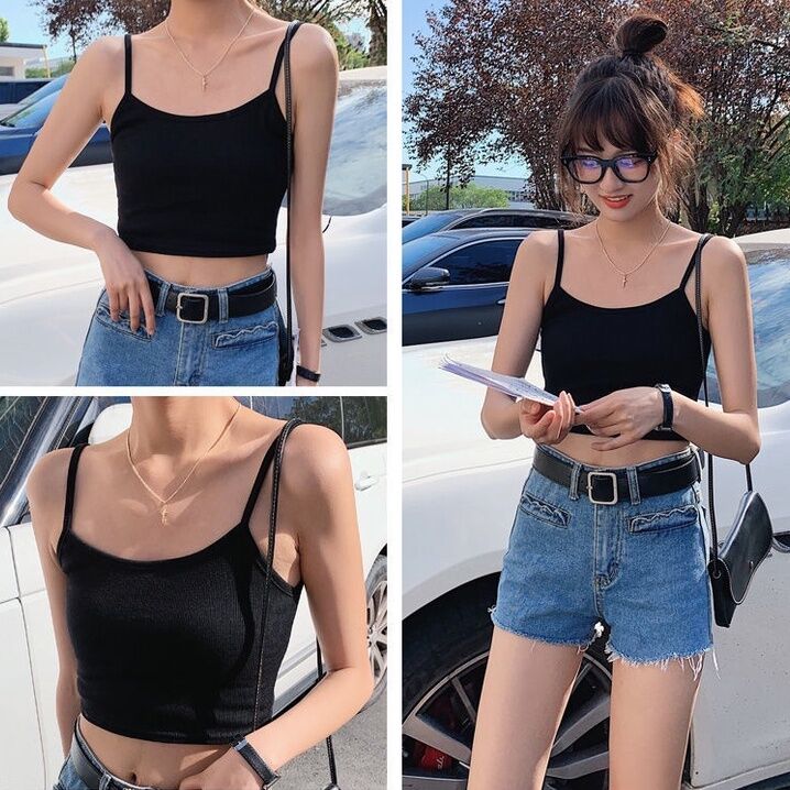 Áo crop top 2 dây Free size 55kg. Áo 2 dây Bara croptop dáng ôm.