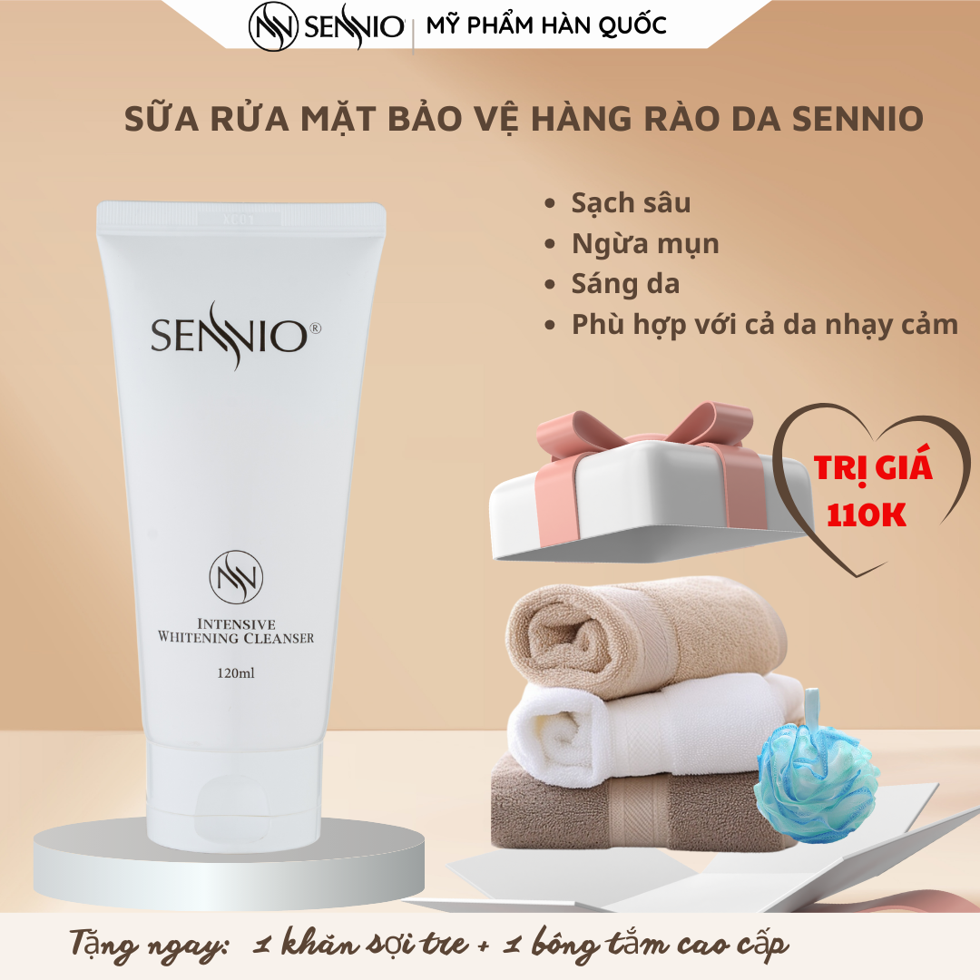 Sữa rửa mặt tạo bọt sạch sâu kiềm dầu cân bằng pH, bảo vệ hàng rào da 125ml Sennio Daily Cleanser