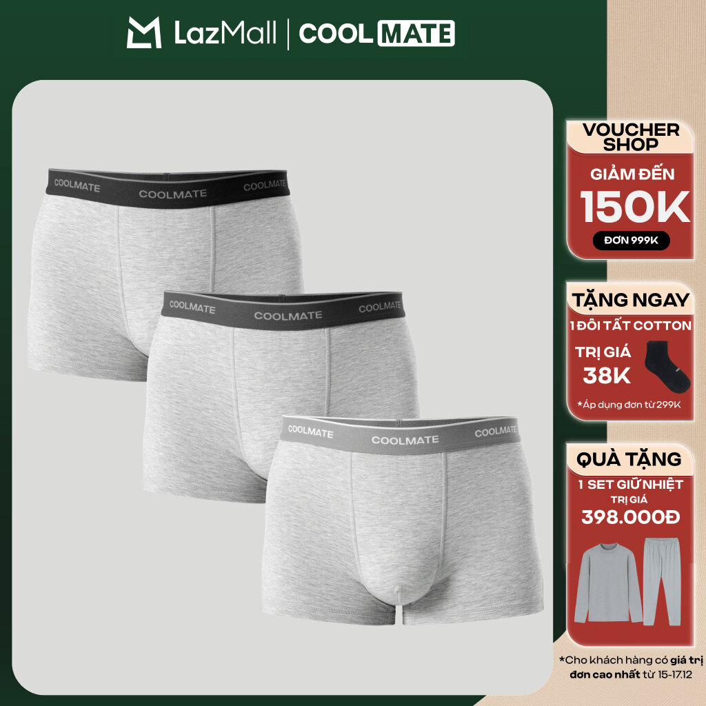   CHỈ 15-17.12 TẶNG QUÀ ĐƠN TỪ 299K Pack 3 Quần Lót Nam Trunk Modal Melange Co giãn Thoáng mát Nhanh Khô - Coolmate 