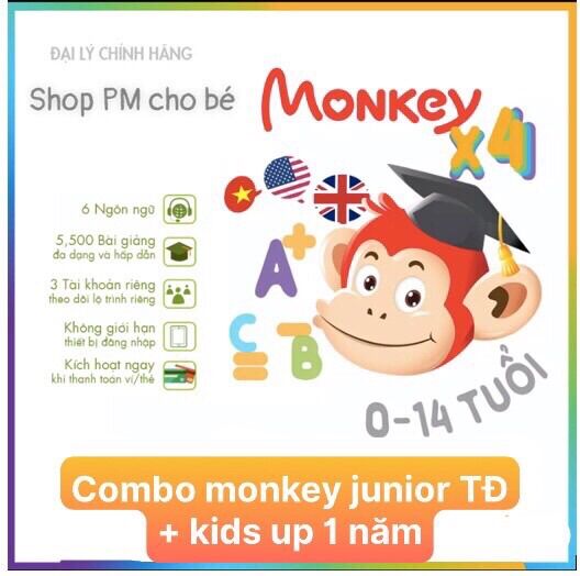 COMBO MONKEY JUNIOR TRỌN ĐỜI + KIDS UP 1 năm + VMONKEY 3 Tháng