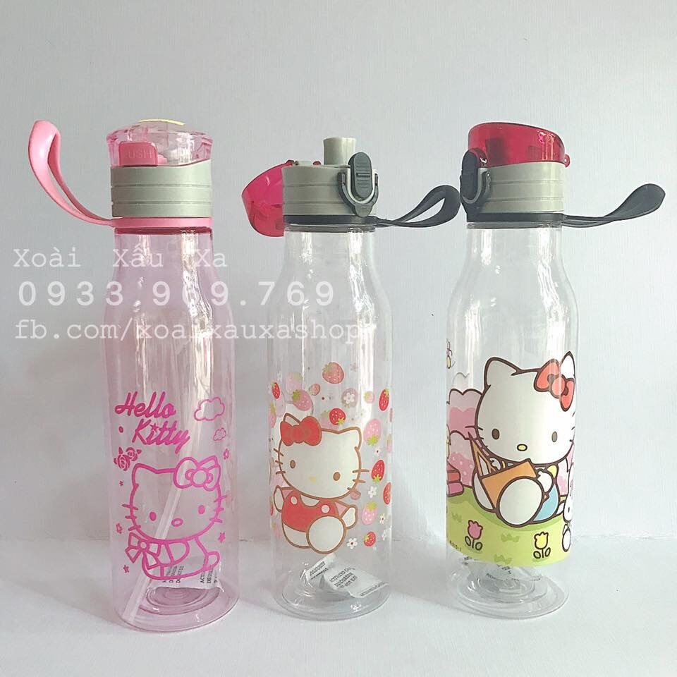 Bình nước nhựa hình mèo Hello Kitty dễ thương