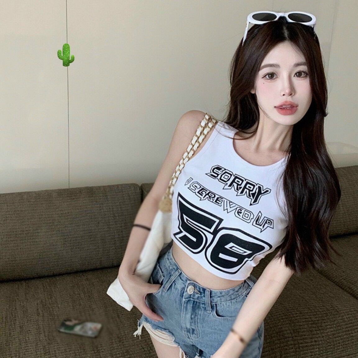 Áo croptop ba lỗ số 58 PC