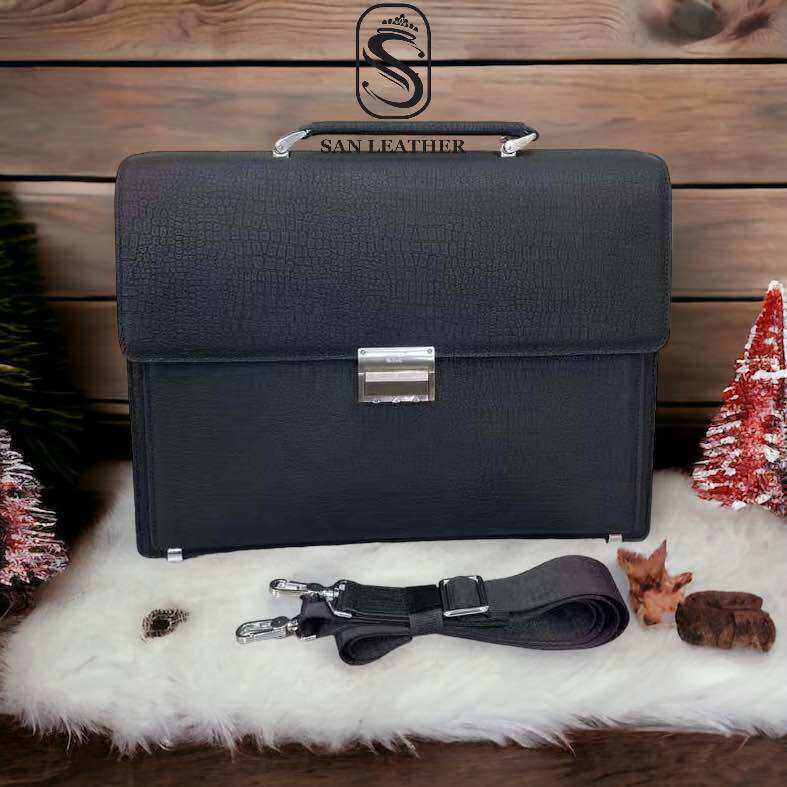 Cặp Da Khóa Số Da Bò Siêu Sang San Leather 9812.