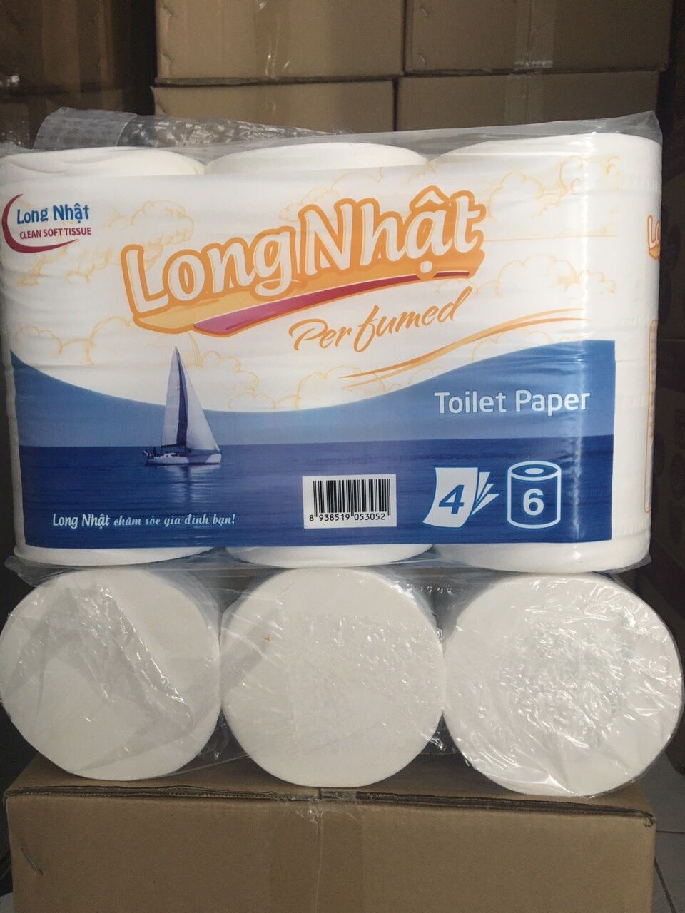 LỐC 6 CUỘN KHÔNG LÕI LONG NHẬT - GIẤY LỤA 4 LỚP-MUA 2 LỐC TẶNG 10 CÁI KHẨU TRANG 4D