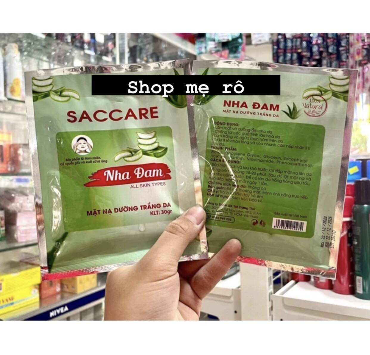 Mặt nạ saccare nha đam dưỡng trắng da