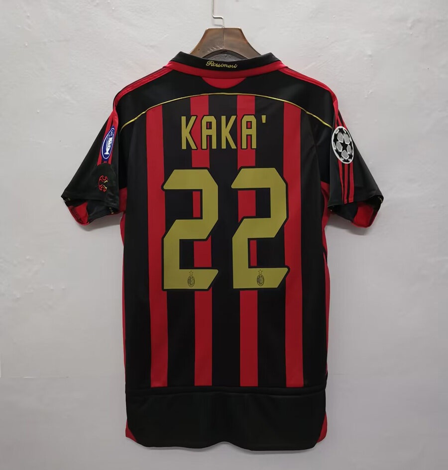 Áo Bóng Đá AC Milan Home Classic Retro Champions League 0607 AC Milan Jersey Cổ Điển Của Kakà Inzagh