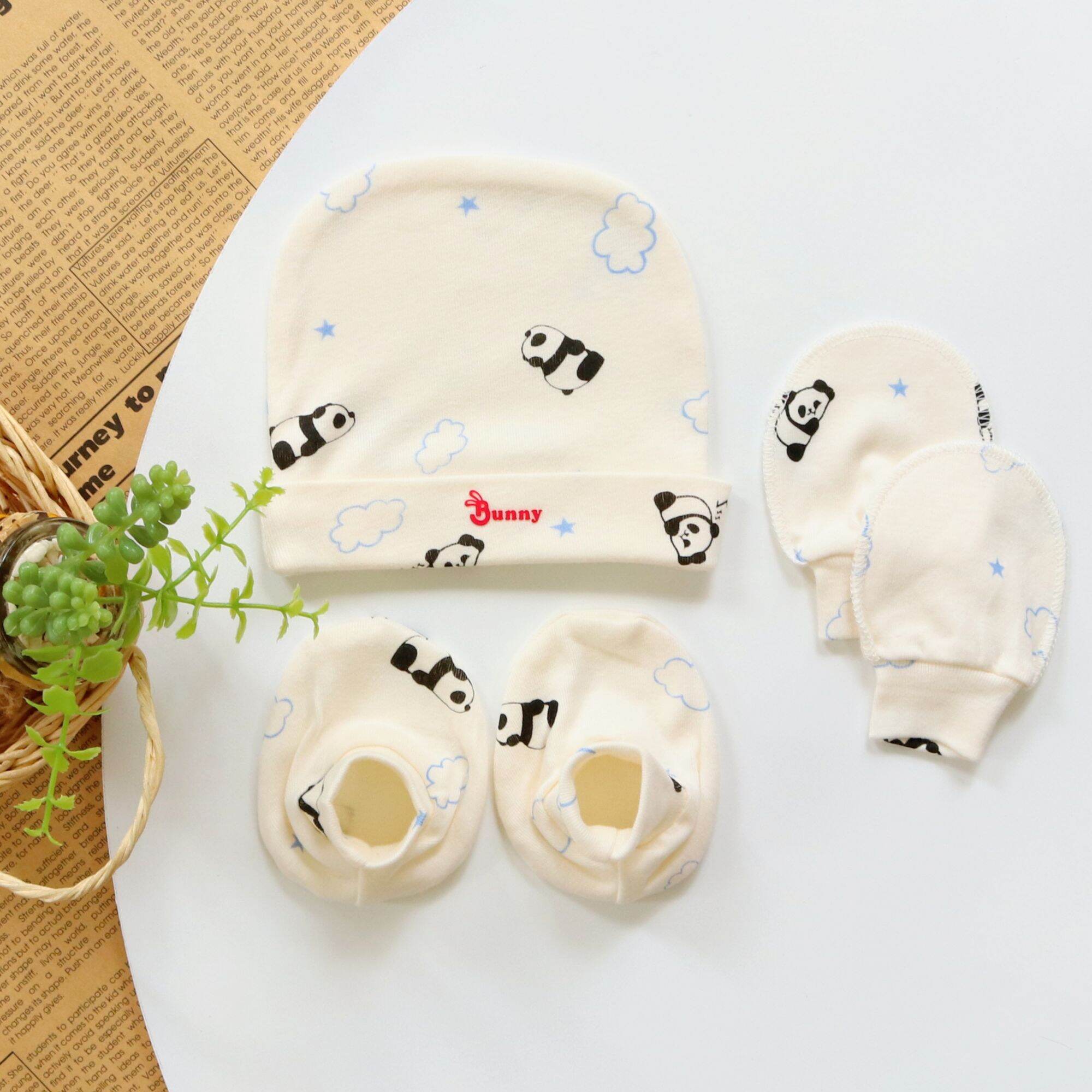 Set mũ + bao tay + bao chân sơ sinh chất đẹp BUNNY