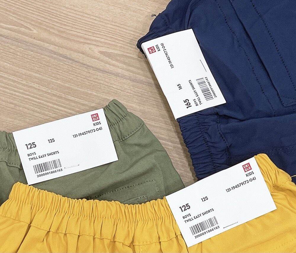 quần short bé trai kaki mềm lưng chun uniqlu
