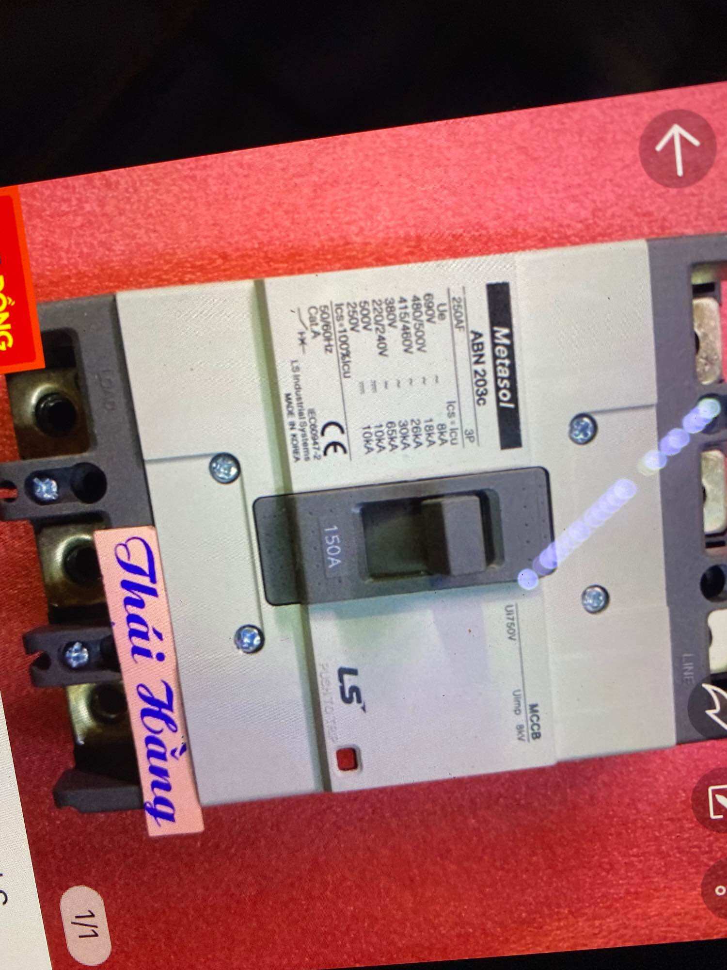 Attomat Metasol ABN203c-3 pha -150A-LS
