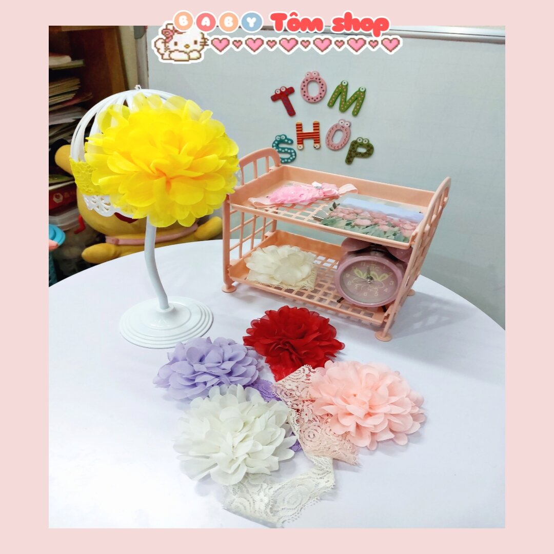 Băng đô hình hoa phối ren cho bé gái NCC Baby Tôm