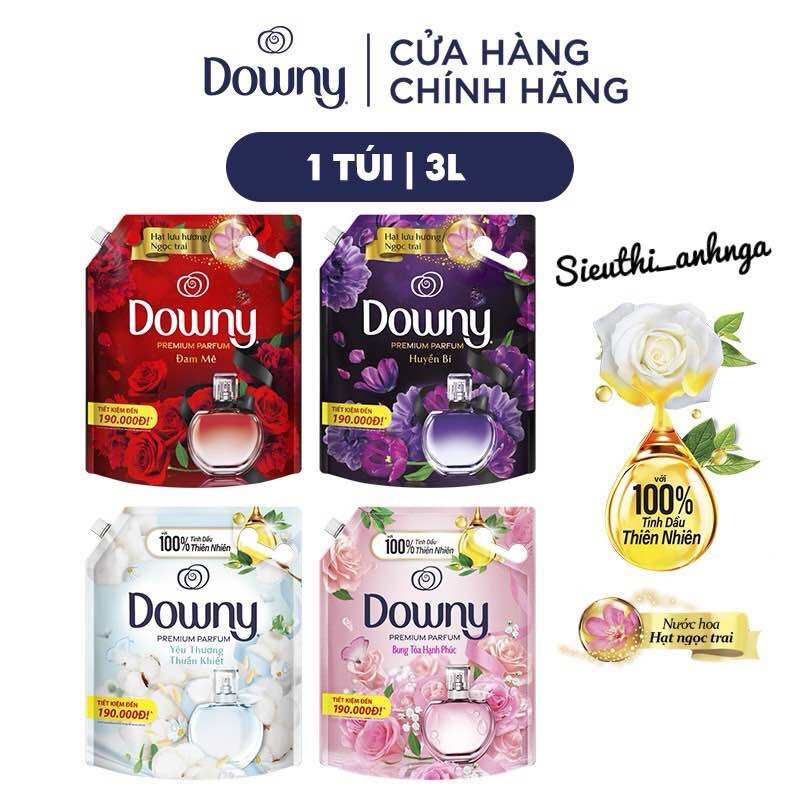 Nước Xả Vải Downy Tinh Dầu Thiên Nhiên/Nước Hoa Cao Cấp Túi 3L