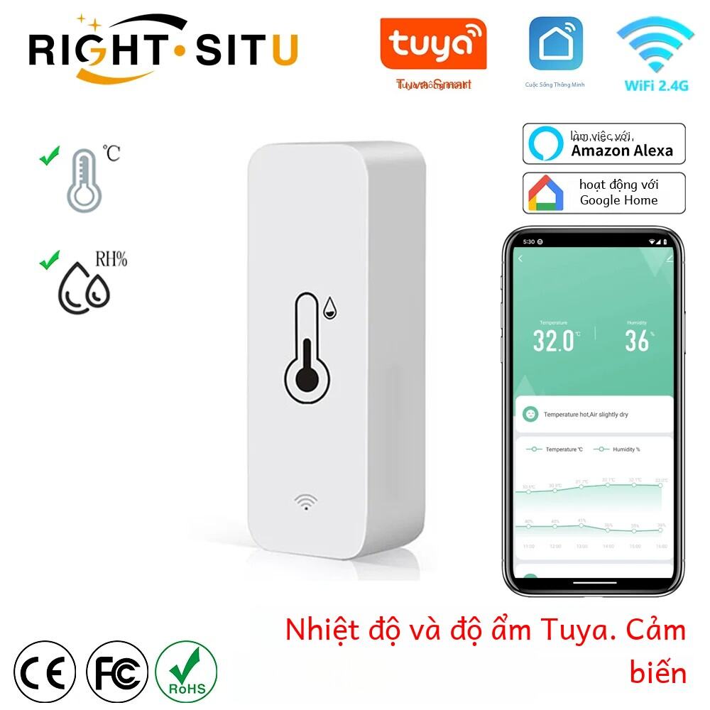 Tuya Wifi nhiệt độ độ ẩm cảm biến Smartlife màn hình từ xa cho nhà thông minh workwith Alexa Google trợ lý