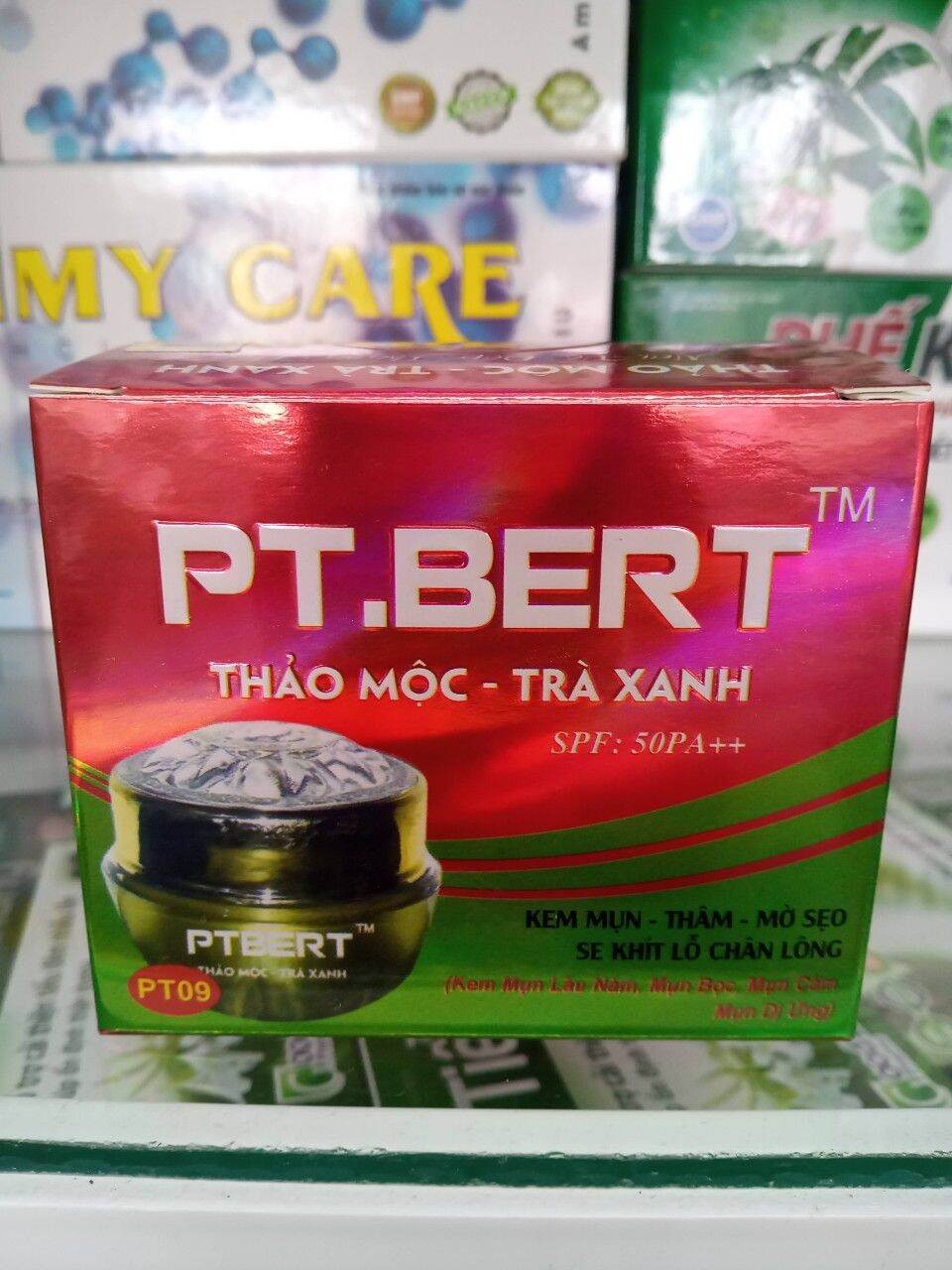 kem mụn, thâm mờ sẹo, pt bert thảo mộc trà xanh ( hộp 10g, 15g, 20g, 25g )