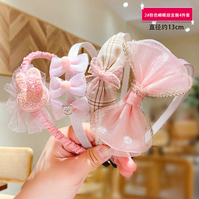 Bờm tóc trẻ em phụ kiện tóc tóc con tóc nhỏ bé gái công chúa bờm tóc cài tóc nơ bướm màu hồng cho bé phụ kiện tóc kẹp tóc bé gái