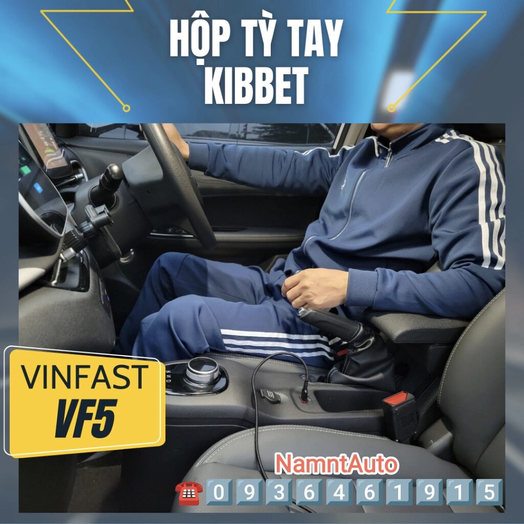 Hộp tỳ tay cao cấp KIBBET cho VinFast VF5 chống mỏi vai gáy khi chạy đường dài- Lắp đặt không khoan 