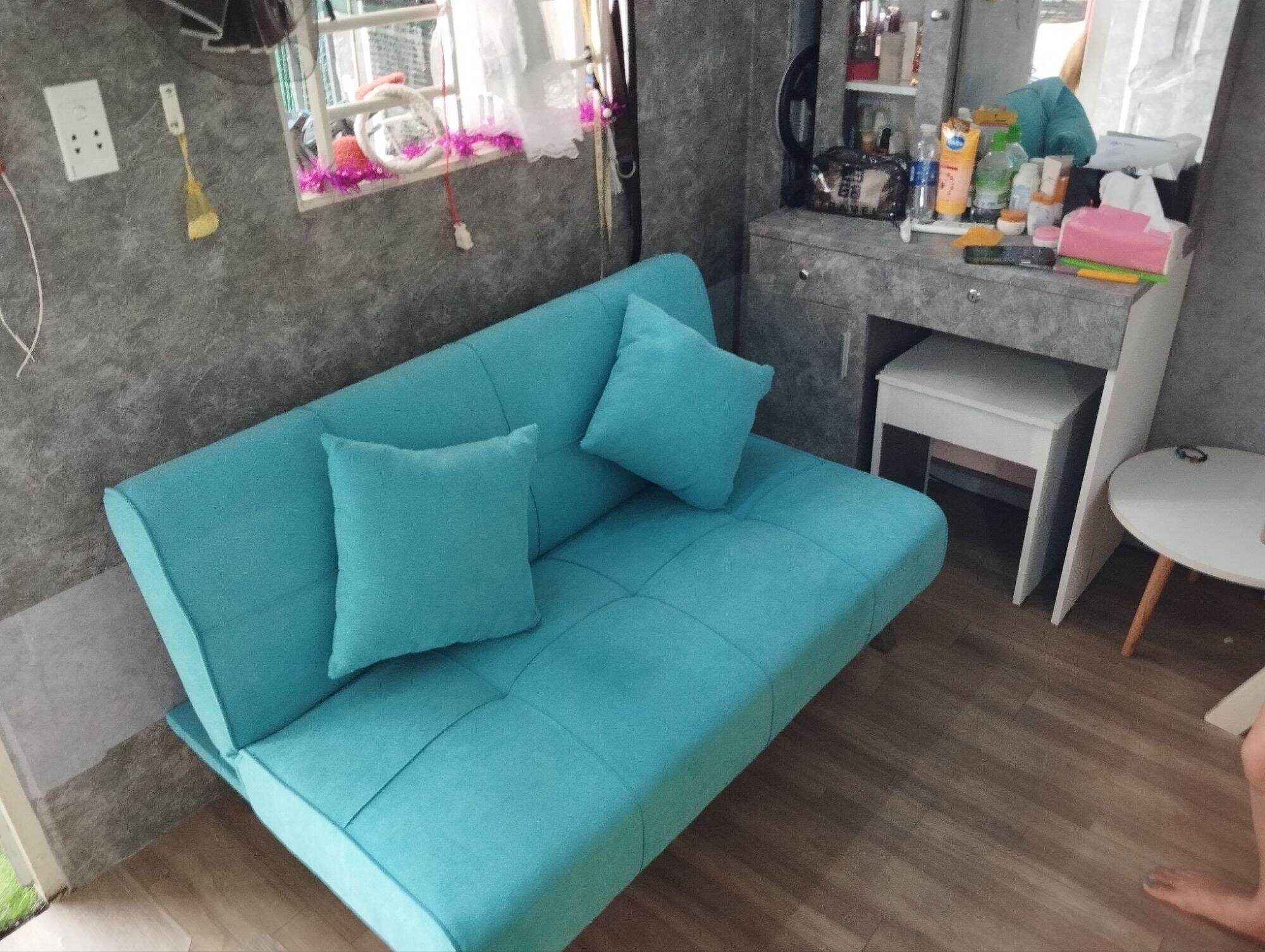sofa bed 1m2 decor phòng nhỏ( sản phẩm chỉ bao gồm 1 ghế 1m2 ko kèm bàn và ghế đôn)