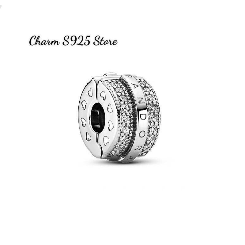Charm pandora ale khoá chặn đính đá viền bạc s925