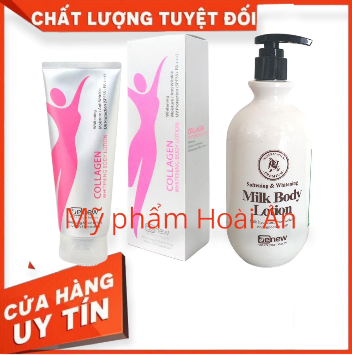 Combo Kem Dưỡng Thể Trắng Da Toàn Thân Body Collagen Benew Hàn quốc 200ml/Hộp