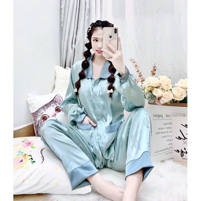 (55-75kg) Đồ Bộ Lụa Gấm Cao cấp - Tay dài quần dài