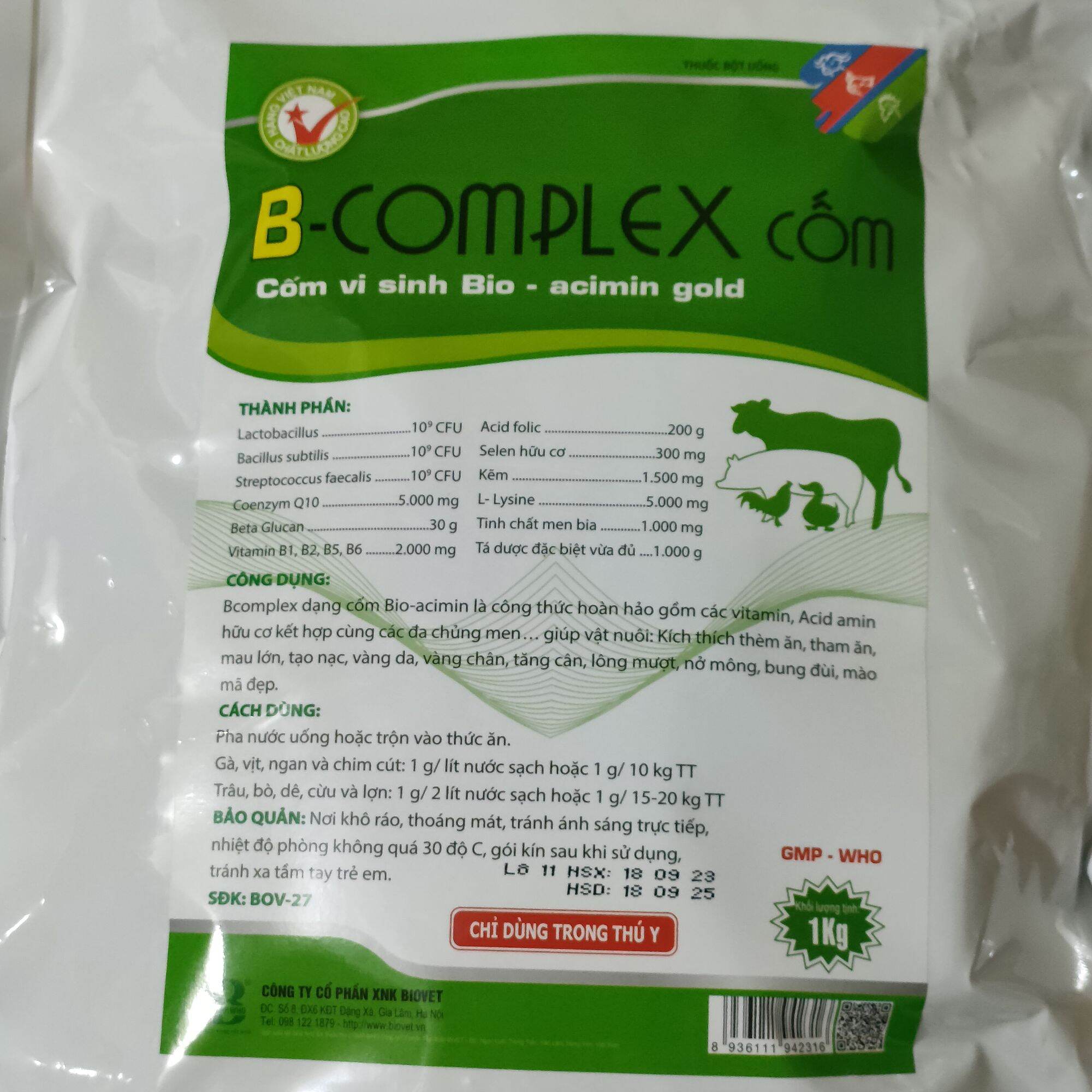 Bcomplex+ Betaglucan+ Selen cốm men 100g, 1kg tăng trọng nhanh, tăng lực, mau lớn