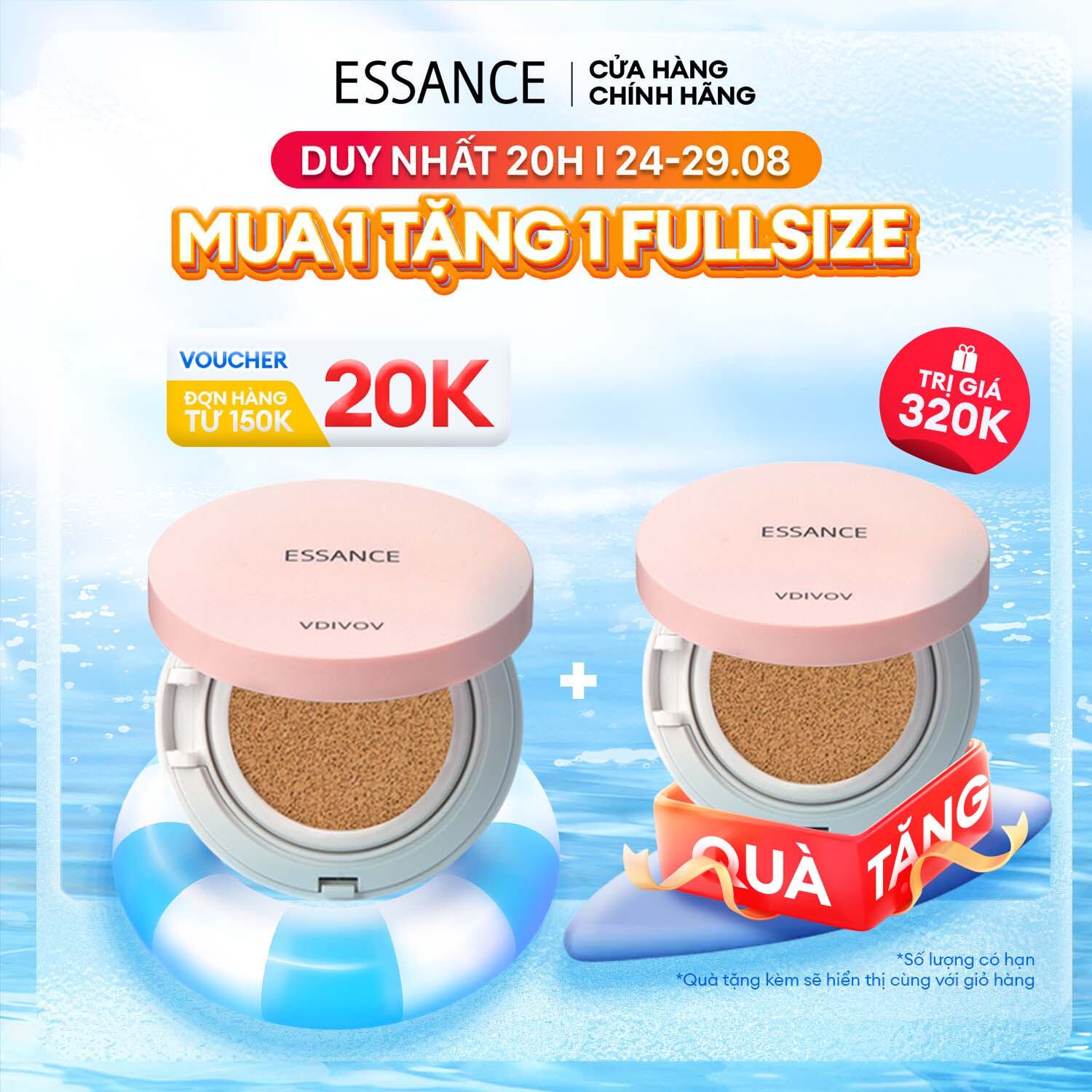 Phấn nước mịn lì mờ khuyết điểm Essance Veil Fit Cushion SPF50+ PA+++ 15g