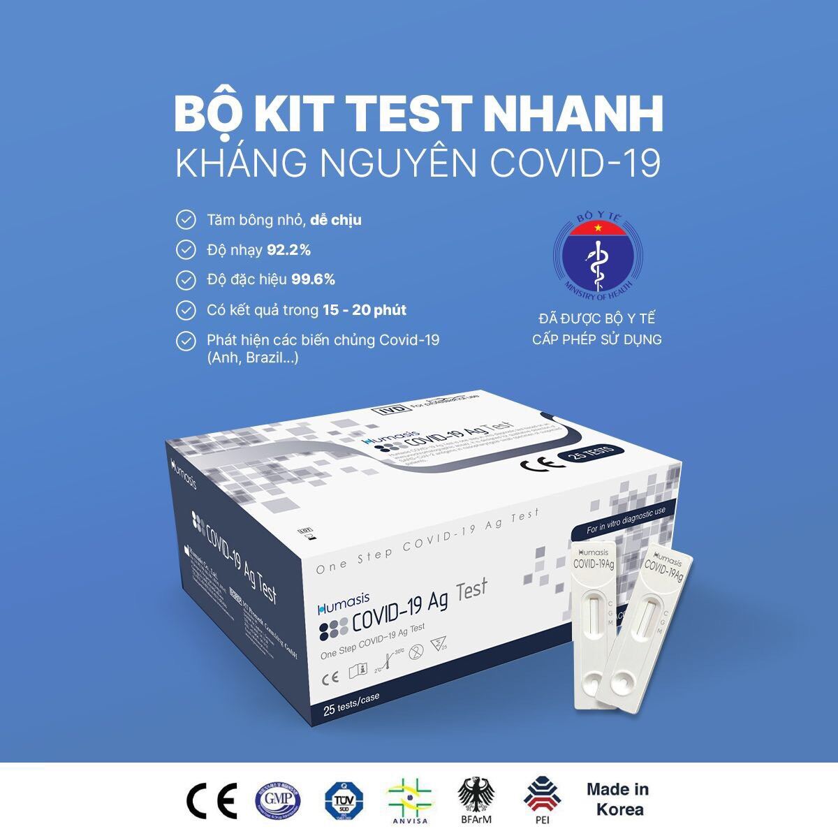 Hộp 25 kit test nhanh tại nhà Humasis nhập khẩu