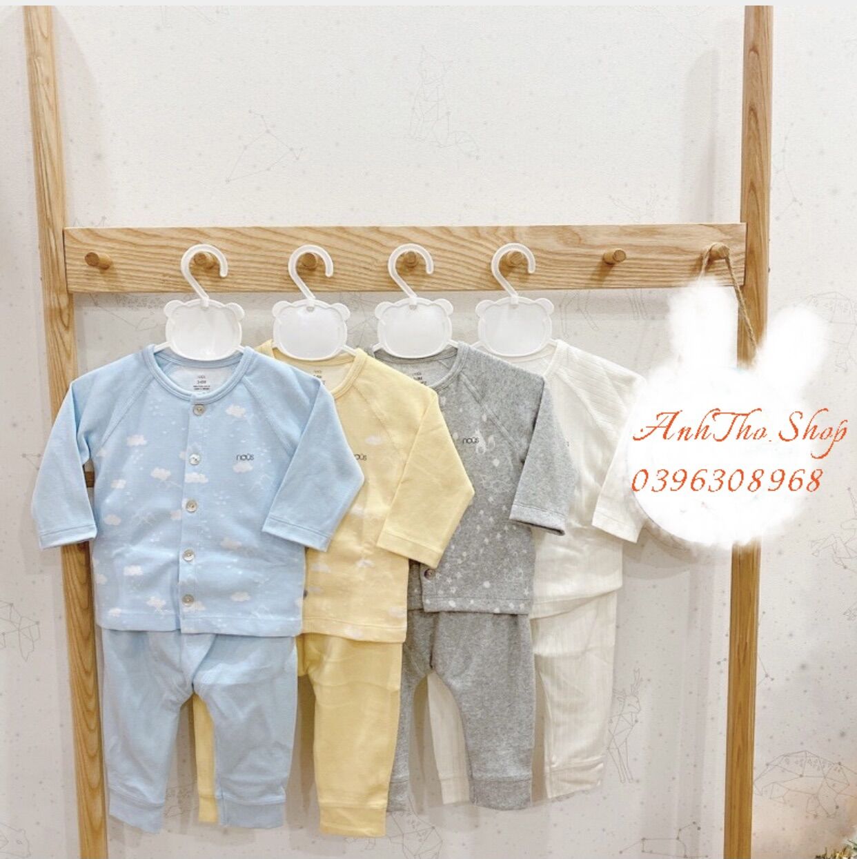 BỘ NỈ CÀI THẲNG DÀI TAY, CHẤT VẢI MỀM CO GIÃN 4 CHIỀU (size từ 0-3m đến 9-12m)