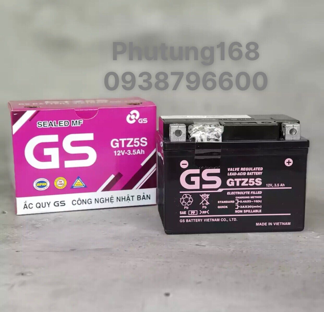 [Chính hãng HCM] Bình acquy GS GTZ5S xe EX/wave/Fu/Ab/click cũ/Winner có tem bảo hành mới 100%