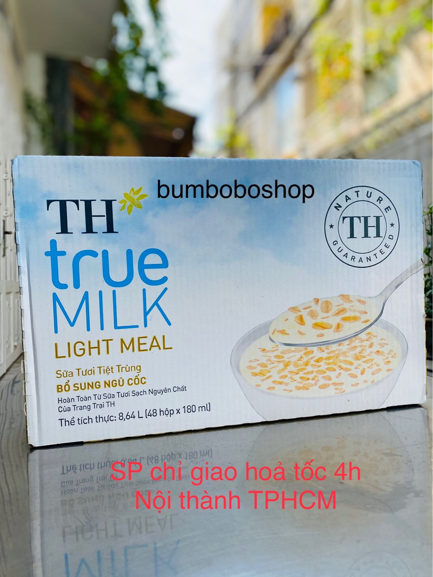 Thùng 48 hộp sữa tươi bổ sung ngũ cốc TH TRUE MILK LIGHT MEAL (180ml/hộp)