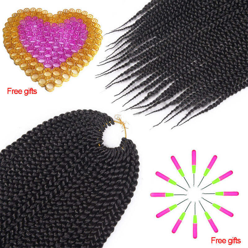 Tomo Senegal Box Braid Tóc Giả Bím Tóc Reggae Màu Đen Châu Phi Ba Sợi Tóc Crochet