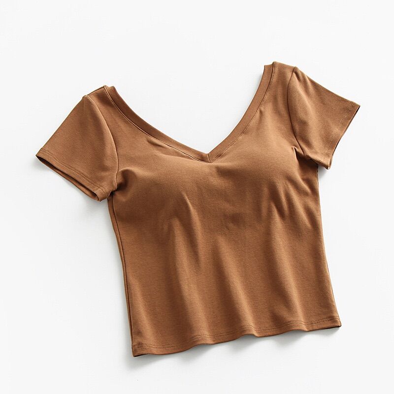 Áo thun cotton cổ V [ảnh thật]