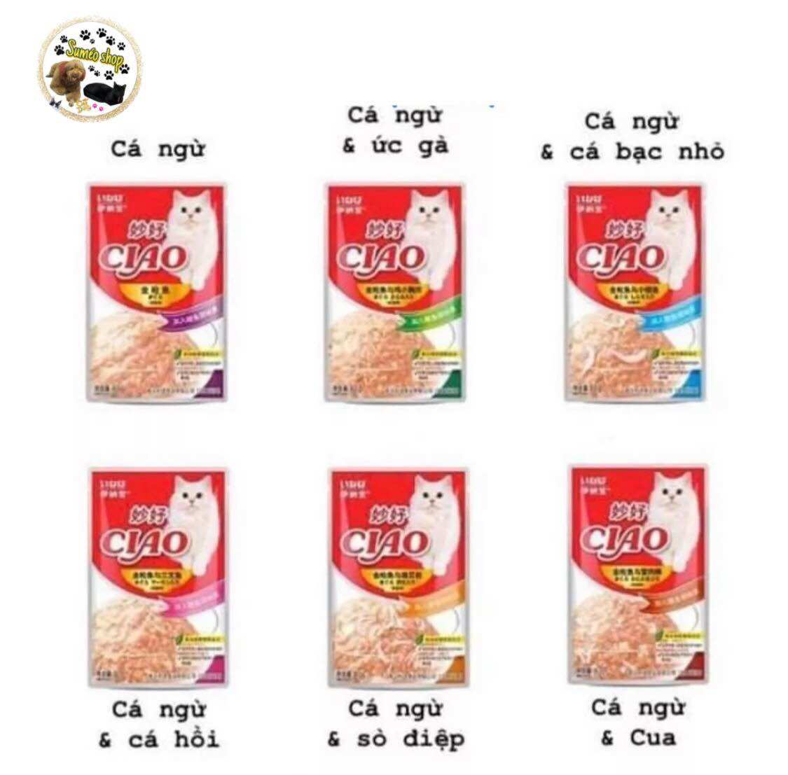 Combo 6 gói Pate Ciao - Pate cho mèo mọi lứa tuổi - gói 70gr
