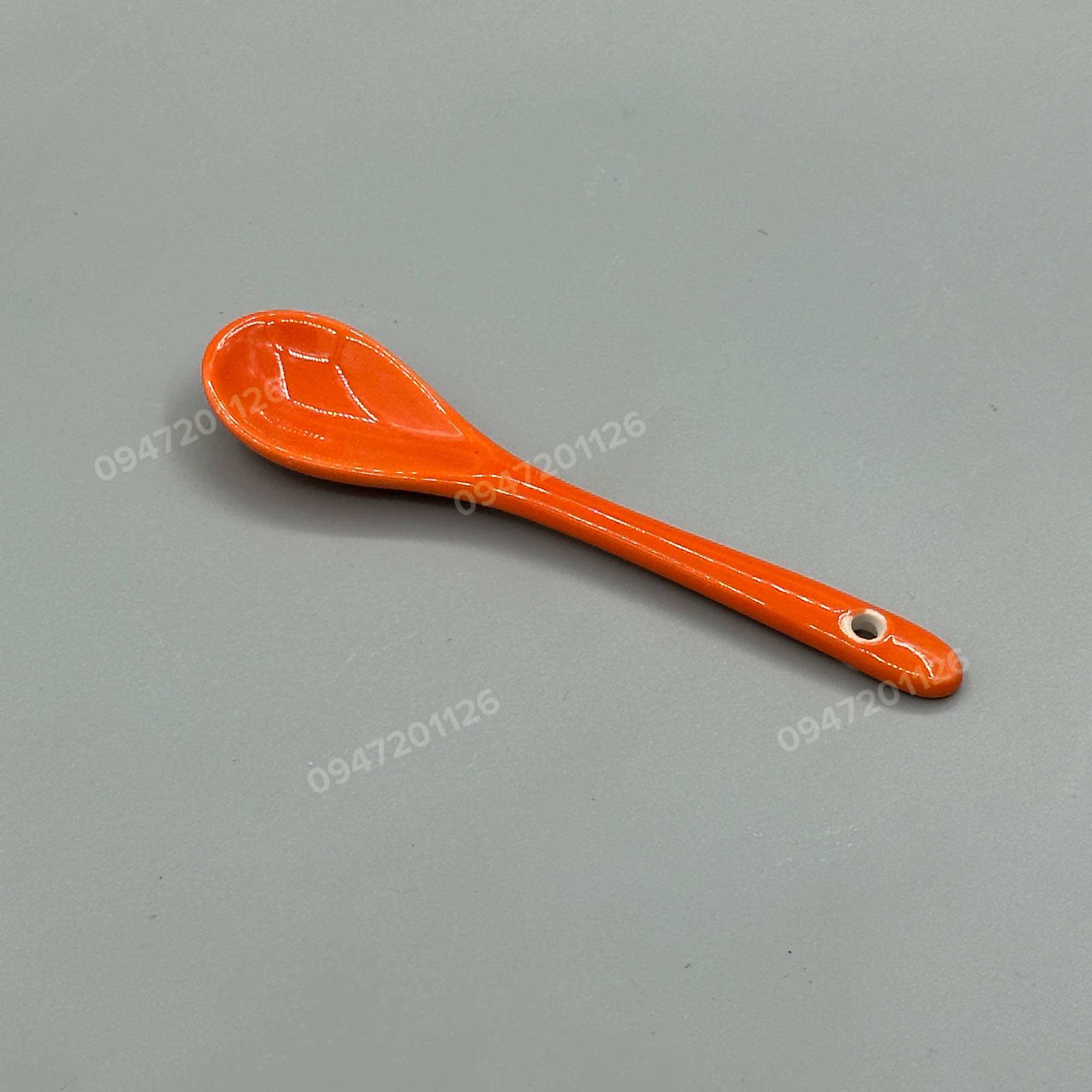 Thìa cafe gốm Bát Tràng - Thìa pha khuấy cafe dài 12cm