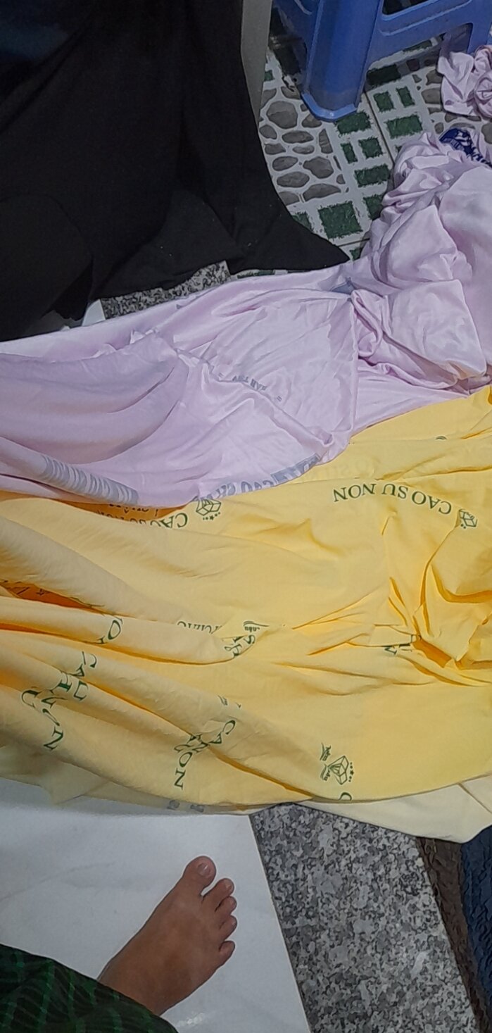 Vải mè in chữ hàng khúc may ga gối tập may. 30k/1kg