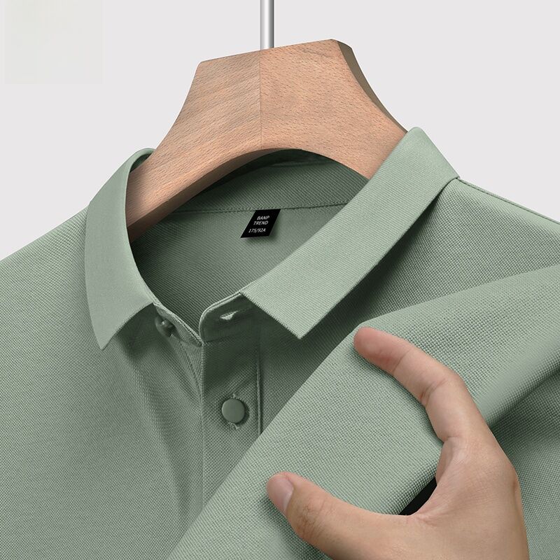Áo Thun Polo Nam Cotton Thêu Tay Ngắn Mùa Hè Màu Trơn Cổ Polo Kín Thường Ngày Thời Trang Công Sở Cho Bố Trung Niên