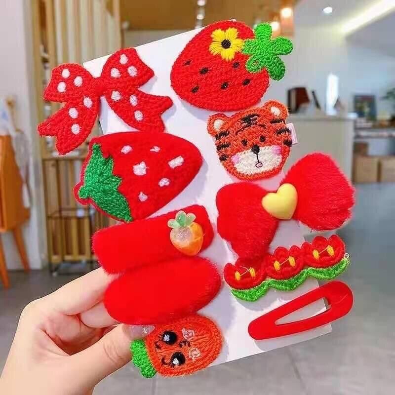 Set 10 kẹp tóc len xinh xắn dễ thương cho bé gái