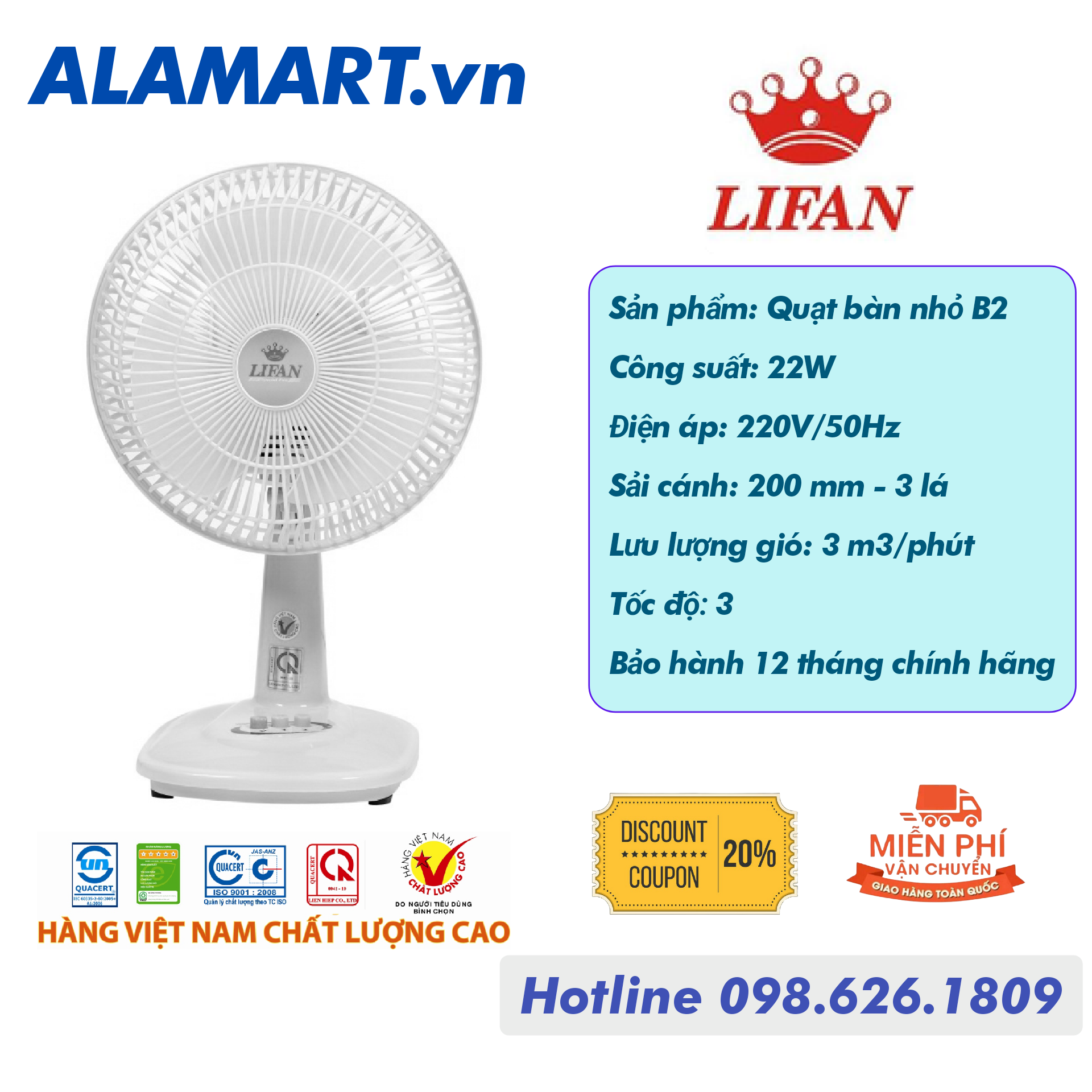 Quạt bàn Lifan B-109
