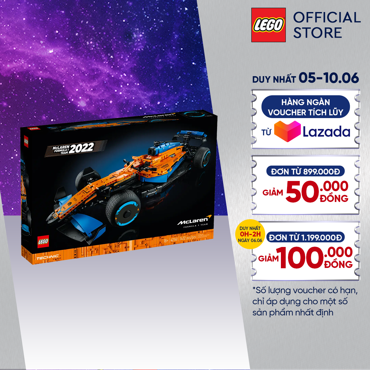 LEGO Technic 42141 Đồ Chơi Lắp Ráp Siêu Xe Đua F1 McLaren (1432 chi tiết)