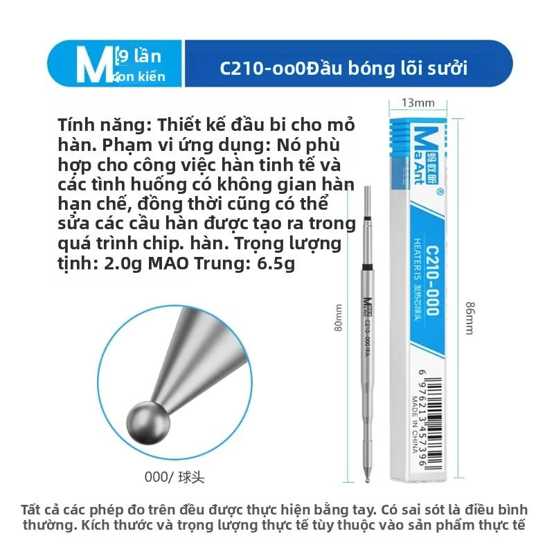 MaAnt C210 Đầu Tròn Mỏ Hàn Đầu Cho Điện Thoại Di Động Bo Mạch Chủ Máy Tính PCB IC SMD Sửa Chữa Dụng