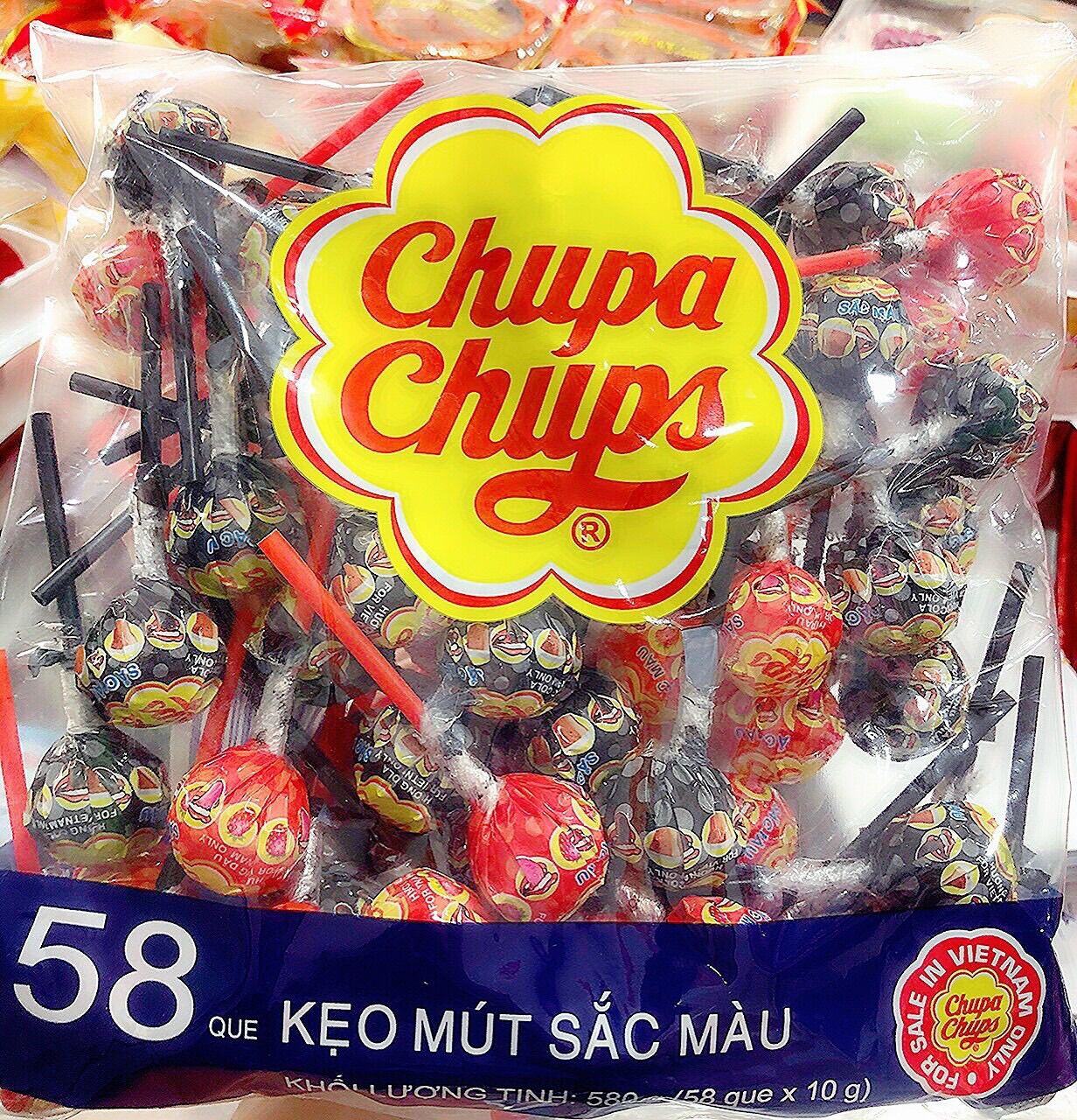 BỊCH SIÊU TO KẸO MÚT QUE SẮC MÀU CHUPA CHUPS(NGẪU NHIÊN)