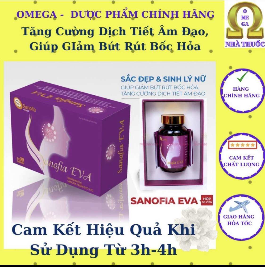 Viên uống nội tiết tố Sanofia EVA . Giúp da đàn hồi sáng đẹp , giảm bốc hoả