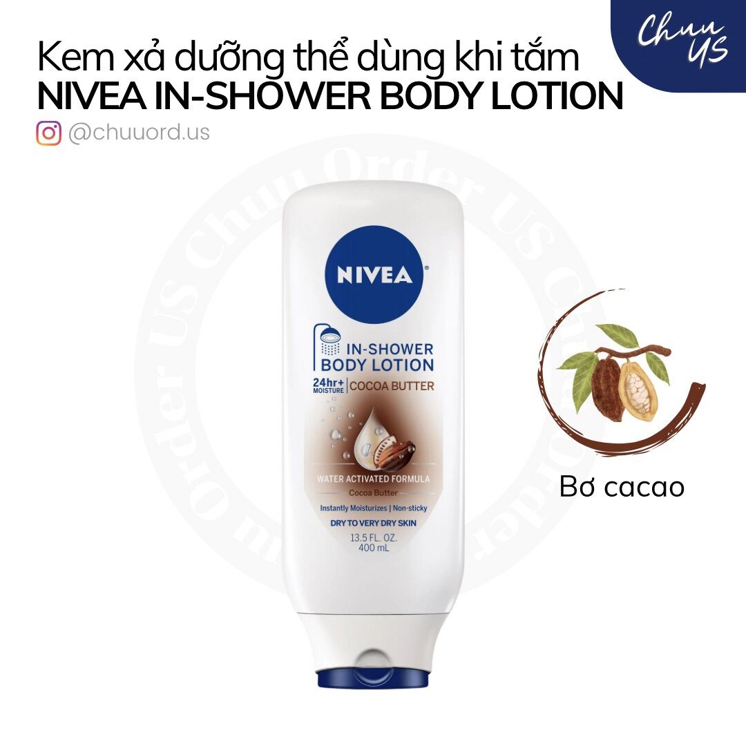 (AuthMỸ) Kem Xả Dưỡng Thể Dùng Khi Tắm Nivea In-shower Body Lotion kem dưỡng thể sữa dưỡng thể không