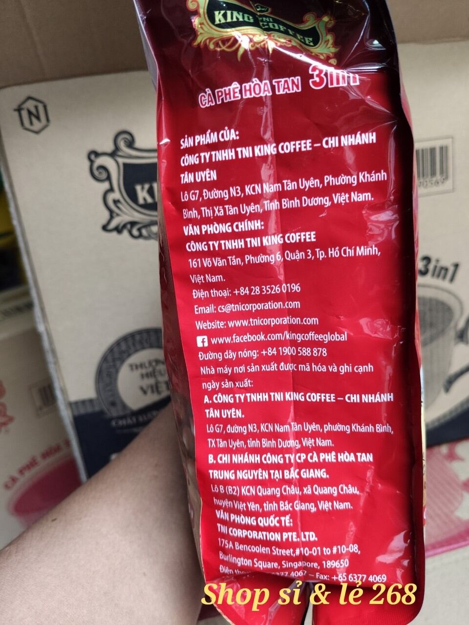 Cà phê sữa hòa tan King Coffee 45 gói × 16gram (720gr). Tặng 1 lon coffee ngẫu nhiên