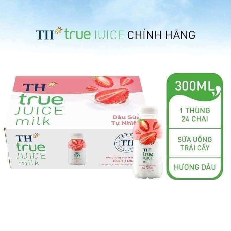Sữa Trái cây TH true 2 vị cam dâu(12 chai 300ml)