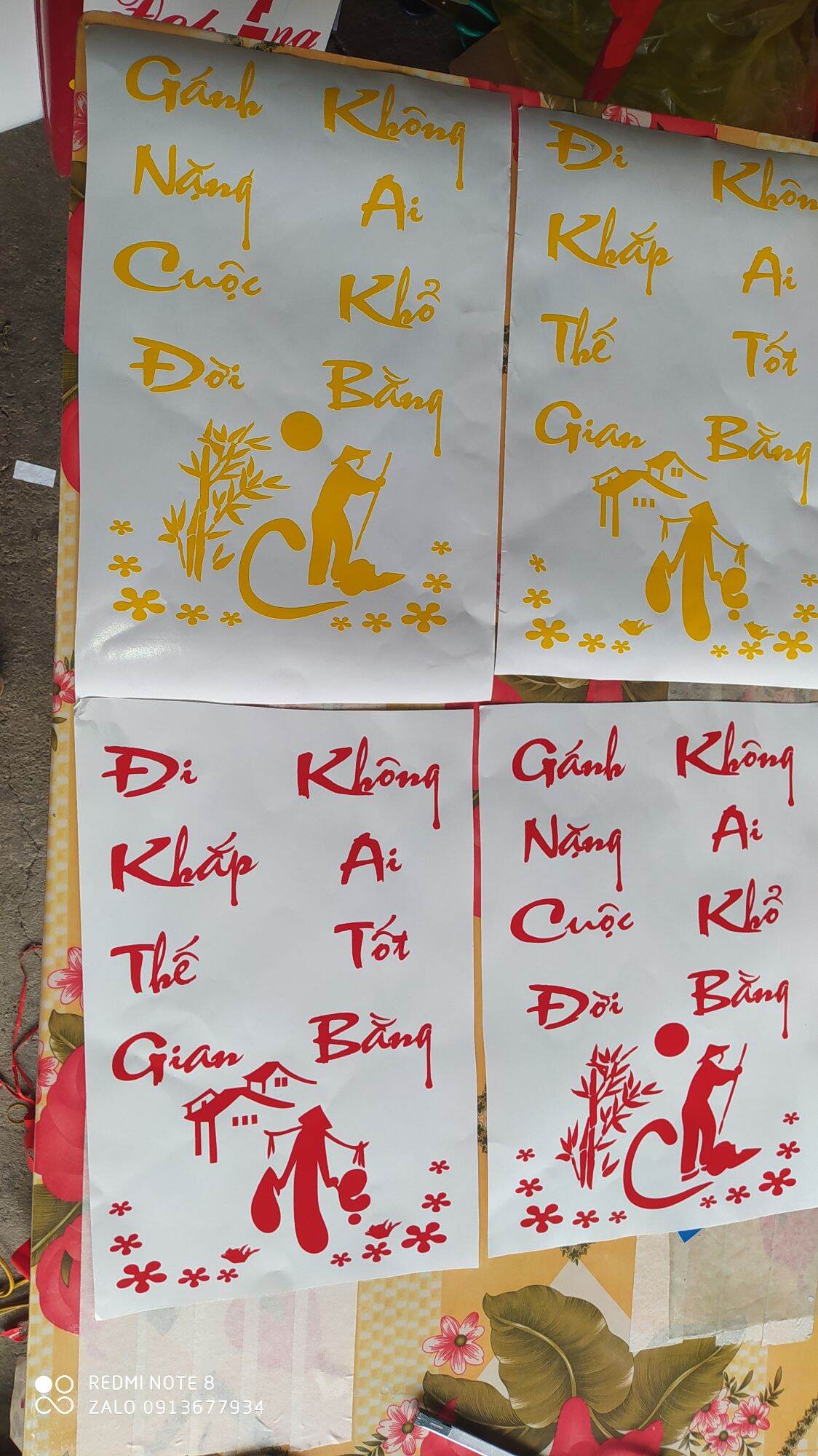 Tem decal thơ thư pháp cha mẹ dán trang trí xe