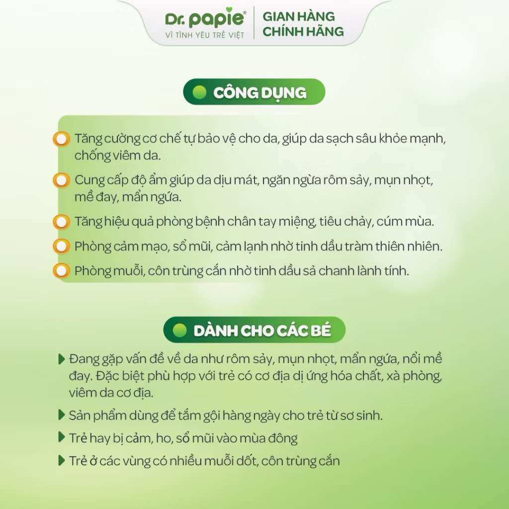 Nước tắm gội thảo dược Dr. Papie (Chai 500ml)