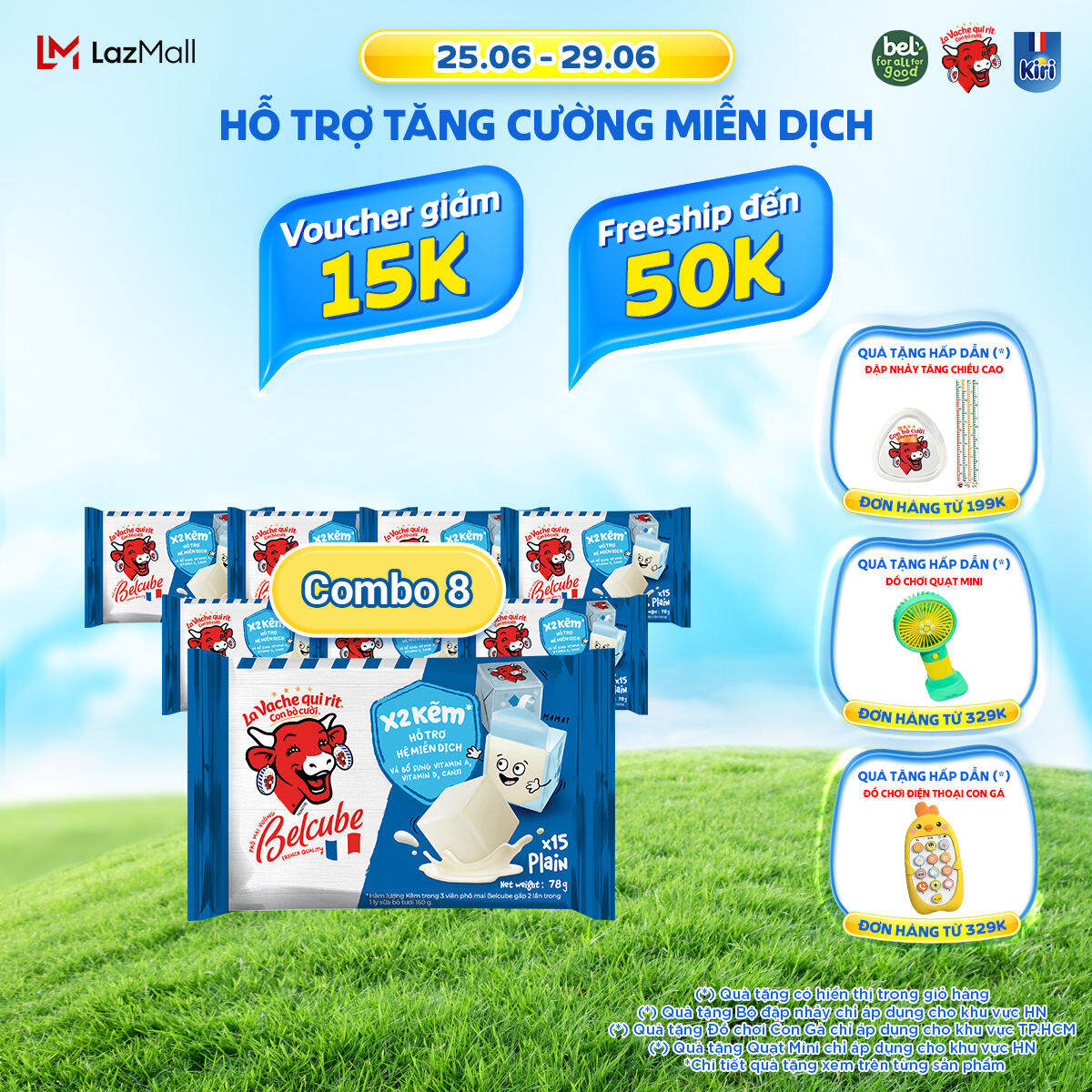 Combo 8 Phô mai vuông Belcube vị sữa 15C 78Gx15