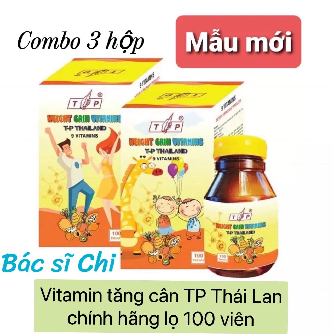 Combo 3 hộp Vitamin tăng cân TP Thái Lan chính hãng 100 viên