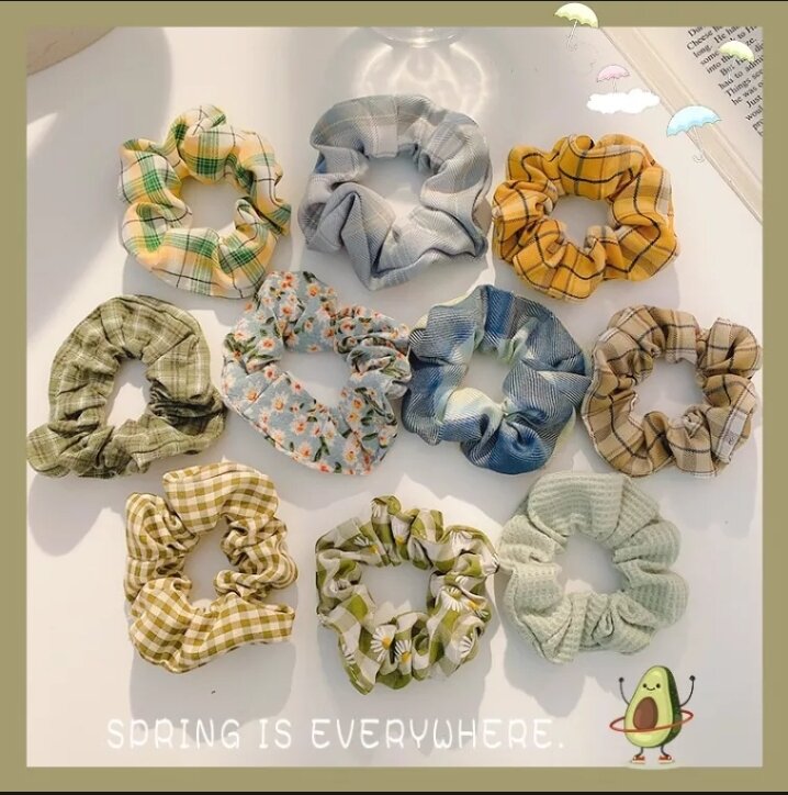 Set 5 scrunchies xanh lá thời trang